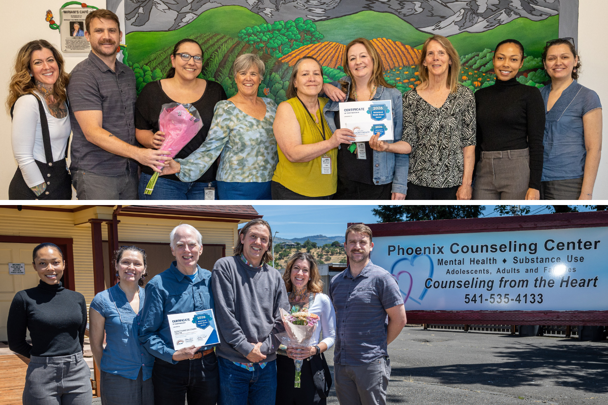 ACHF staff and board present grant awards to OHRA (top) and ARC (bottom)