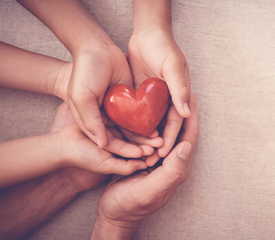 Heart in hands for supporting local health care